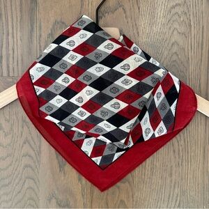 Souleiado Provencal Cotton Diamond Paisley Print Scarf Red Multicolor 18.25" sq